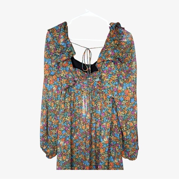 For Love And Lemons Brittany Floral Print Midi Dress in Multi NWT Small - Picture 12 of 15